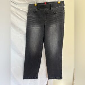 SPANX Cropped Wide Straight Leg Black Washed Jeans Size M